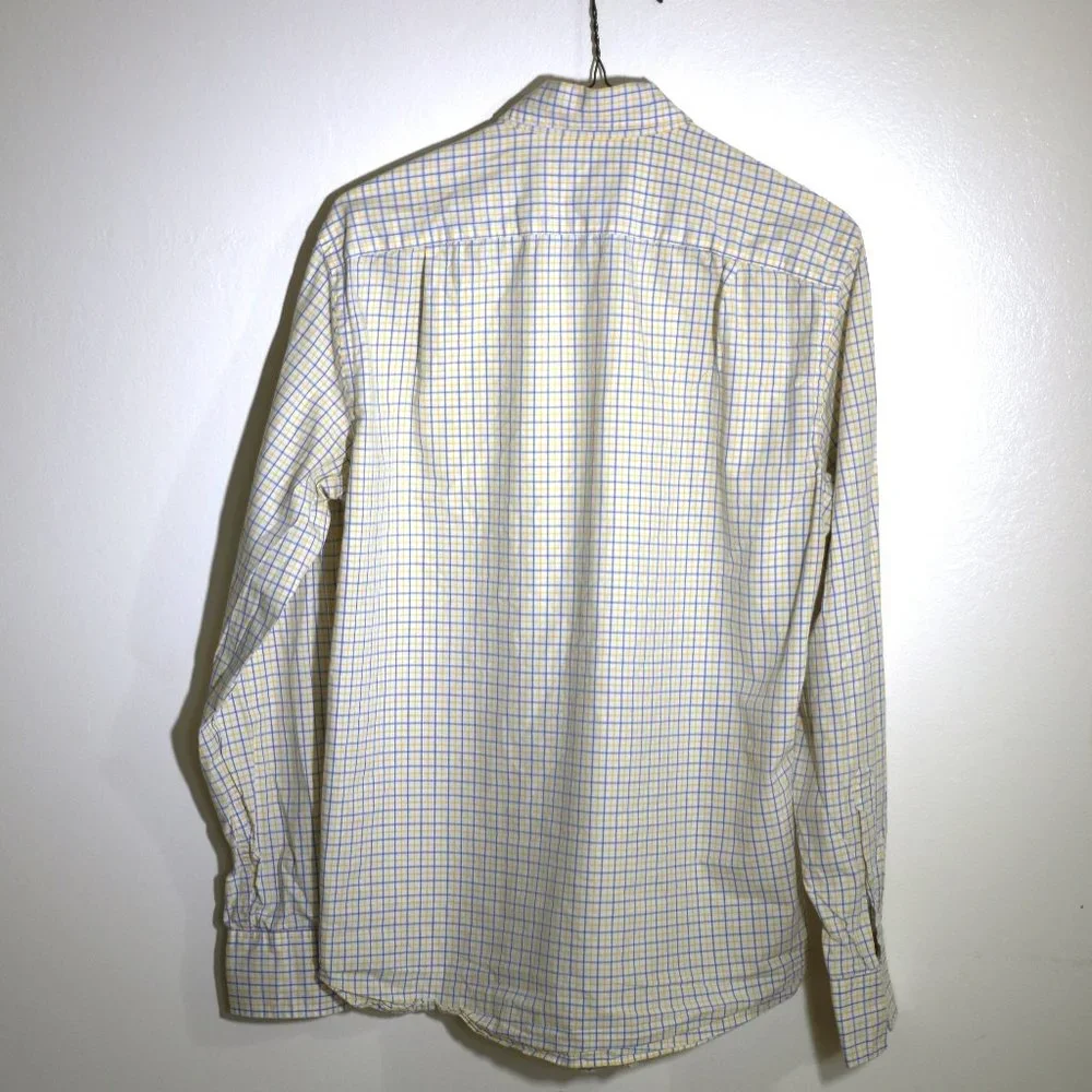 J. Crew yellow/blue plaid dress shirt.